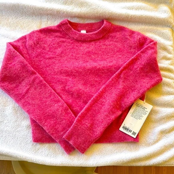 NWT Alpaca Wool Blend Cropped Sweater. Small. Hot Pink. - Picture 1 of 5